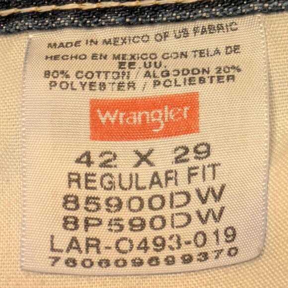 Wranglers Jeans Mens 42 x 29 Premium Quality 4 Pocket Dark Wash Pullon Denim - Picture 8 of 16